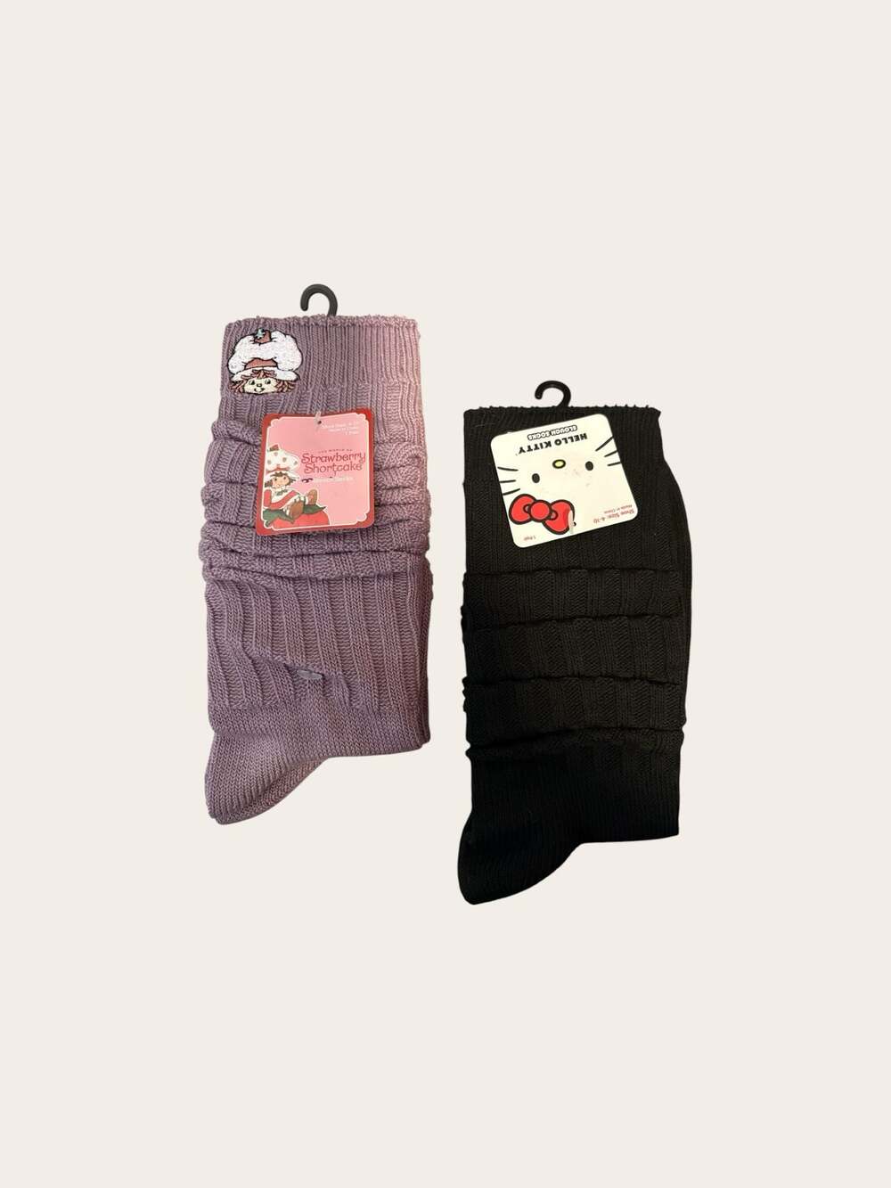 Pick One-Strawberry Shortcake  or Hello Kitty Slouch Socks Shoe Size 4-10